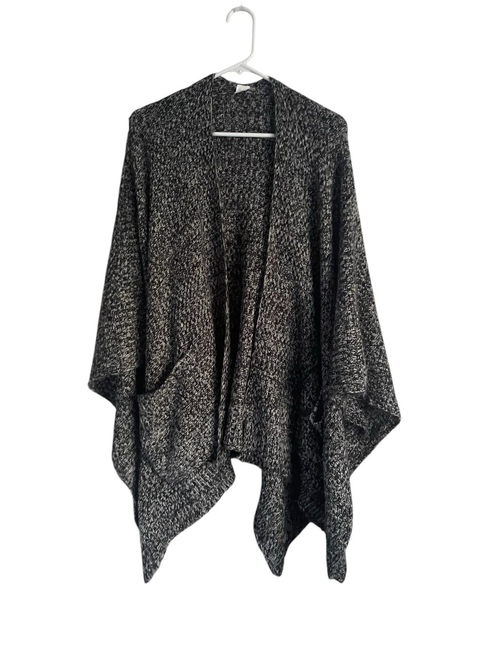 Waterfall Cardigan/Wrap One size Gray and Black Knit Cozy oversized Flowy Boho